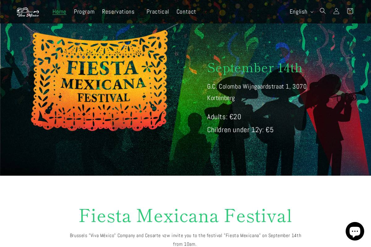 fiestamexicana.be homepage screenshot
