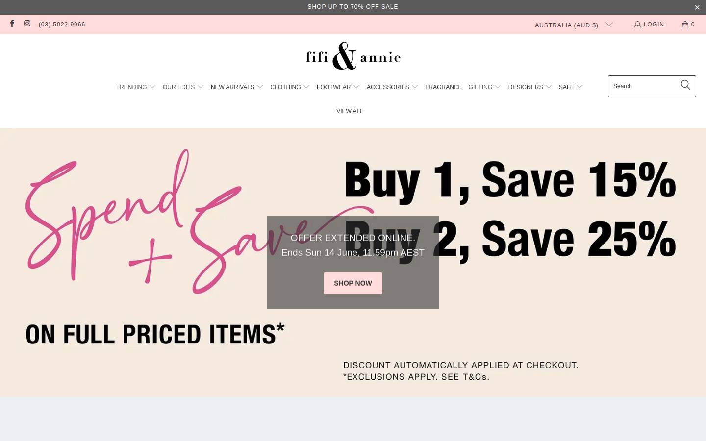 fifiandannie.com.au homepage screenshot