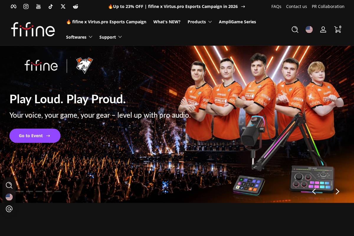 fifinemicrophone.com homepage screenshot