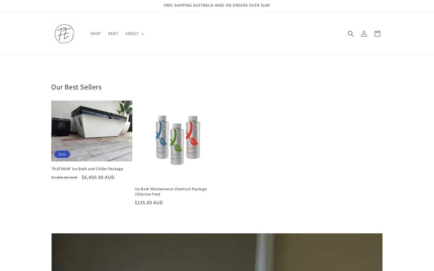 fifthelementicebaths.com.au homepage screenshot