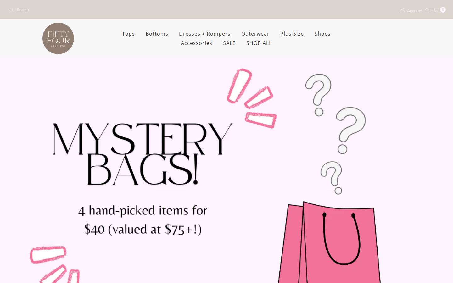 fiftyfourboutique.com homepage screenshot
