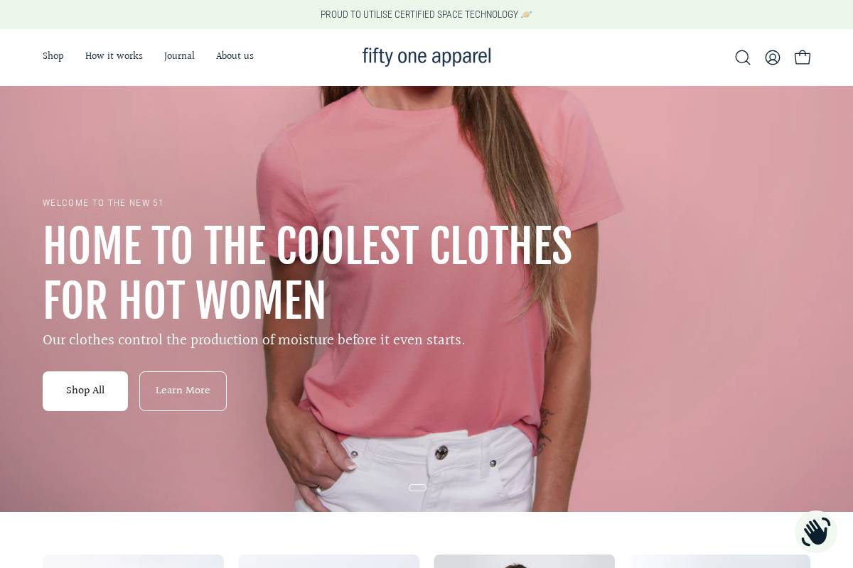 Fifty One Apparel homepage screenshot