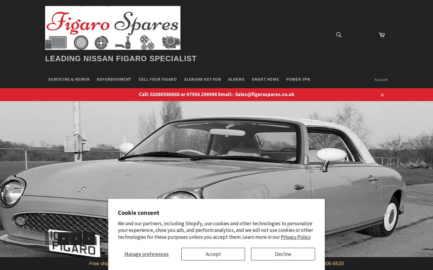 Figarospares homepage screenshot
