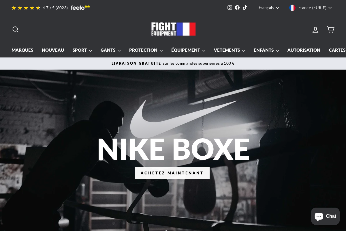 Fight Equipment UK homepage screenshot