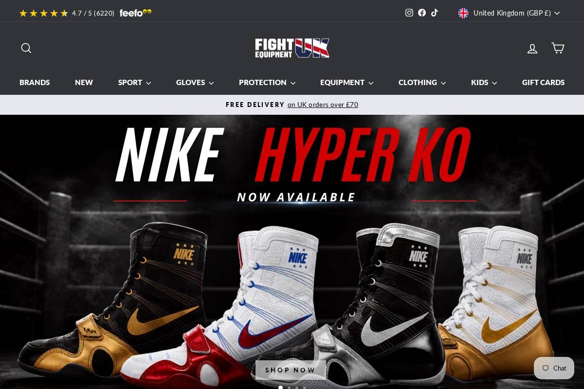 Fights UK homepage screenshot