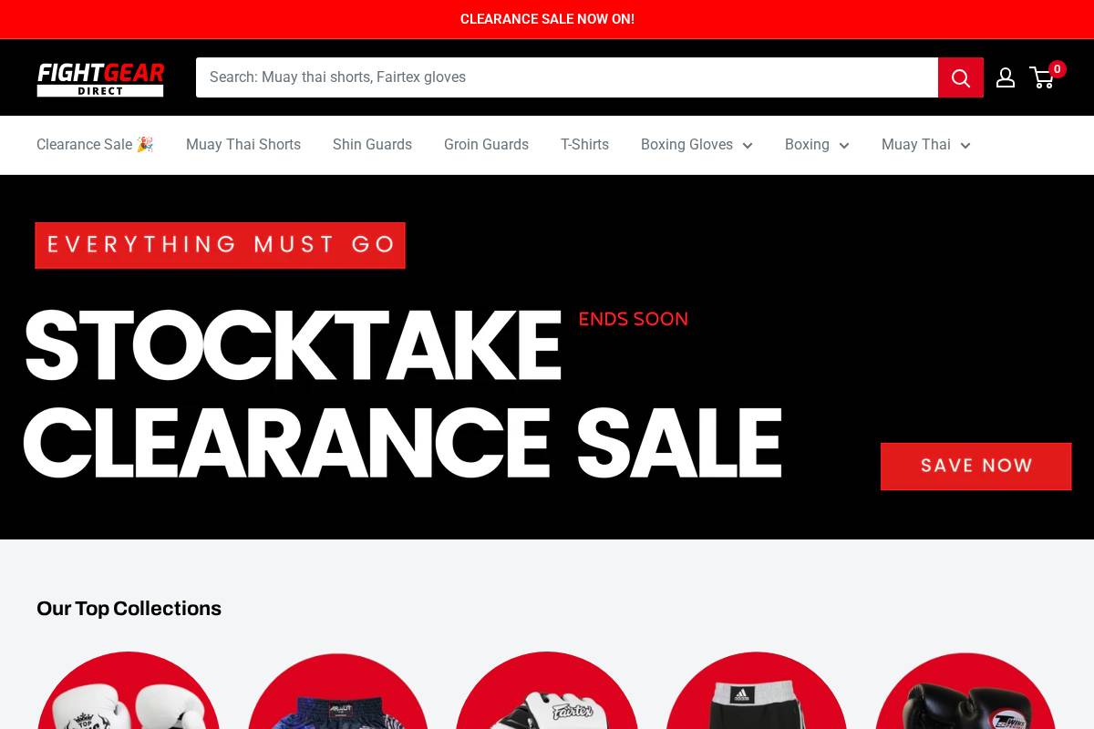 Fight Gear Direct homepage screenshot