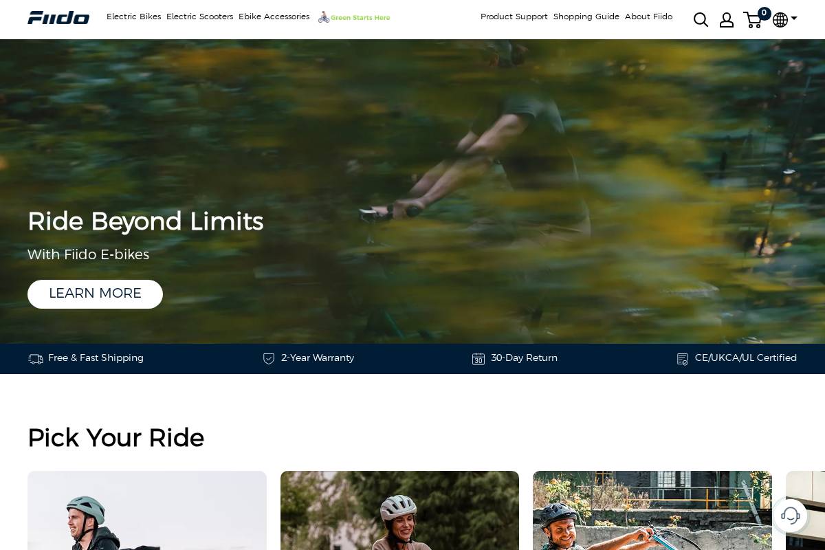 Fiido homepage screenshot
