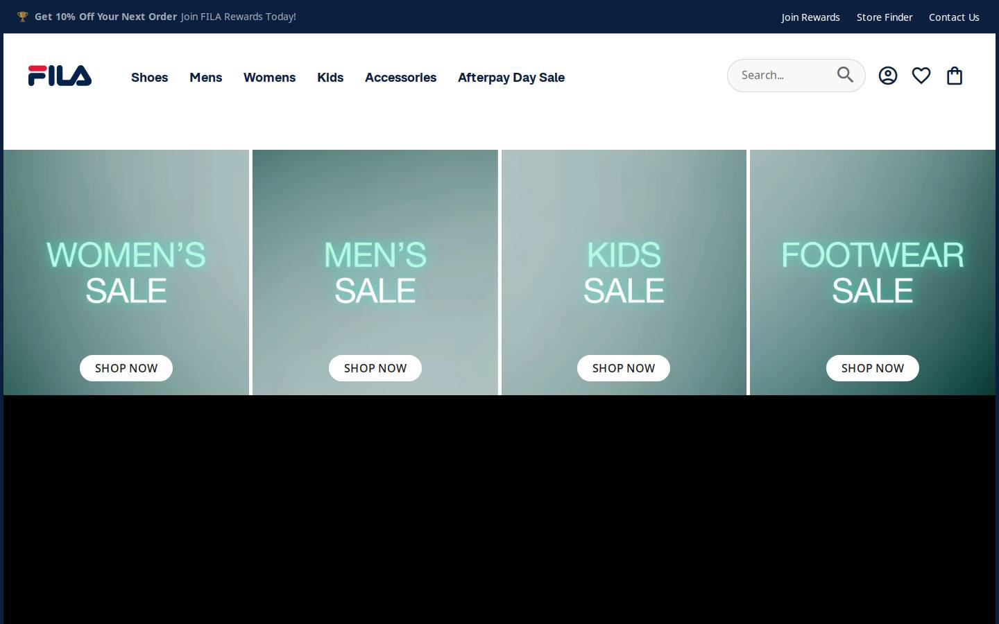 fila.co.nz homepage screenshot