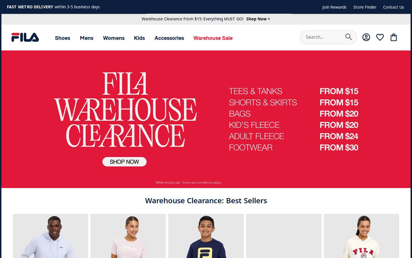 FILA Australia homepage screenshot