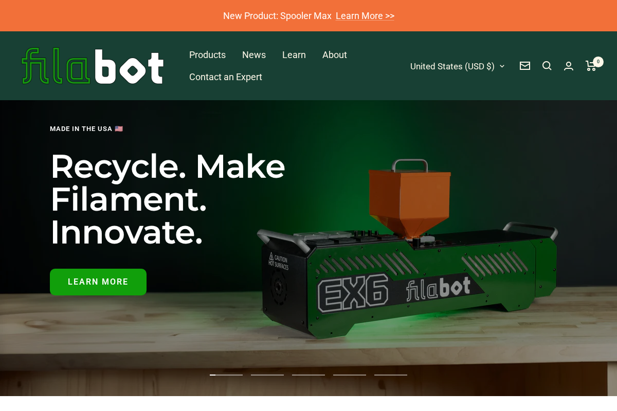 Filabot homepage screenshot