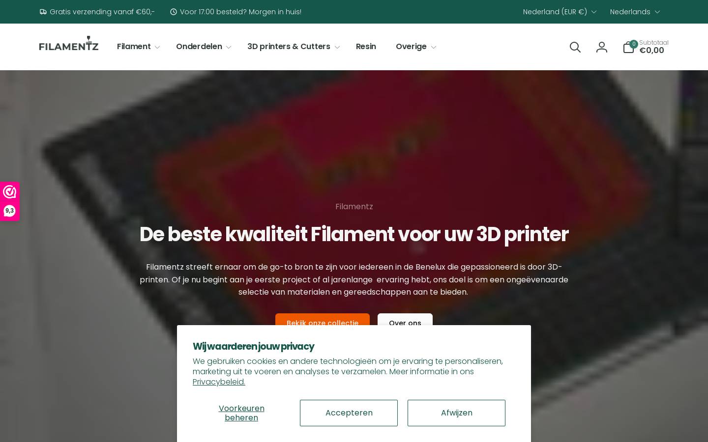 filamentz.nl homepage screenshot