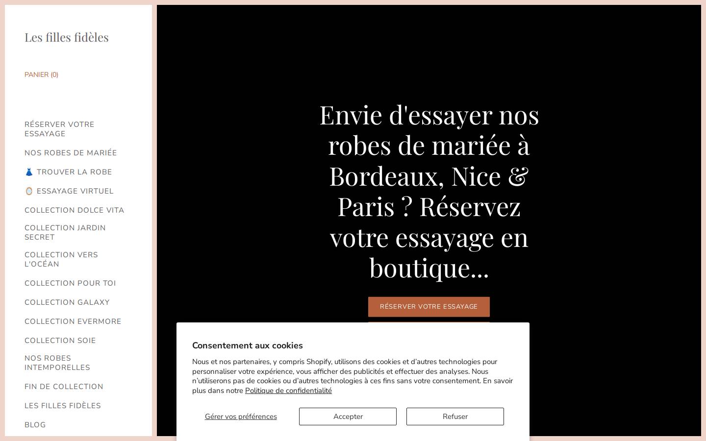 Les filles fidèles homepage screenshot