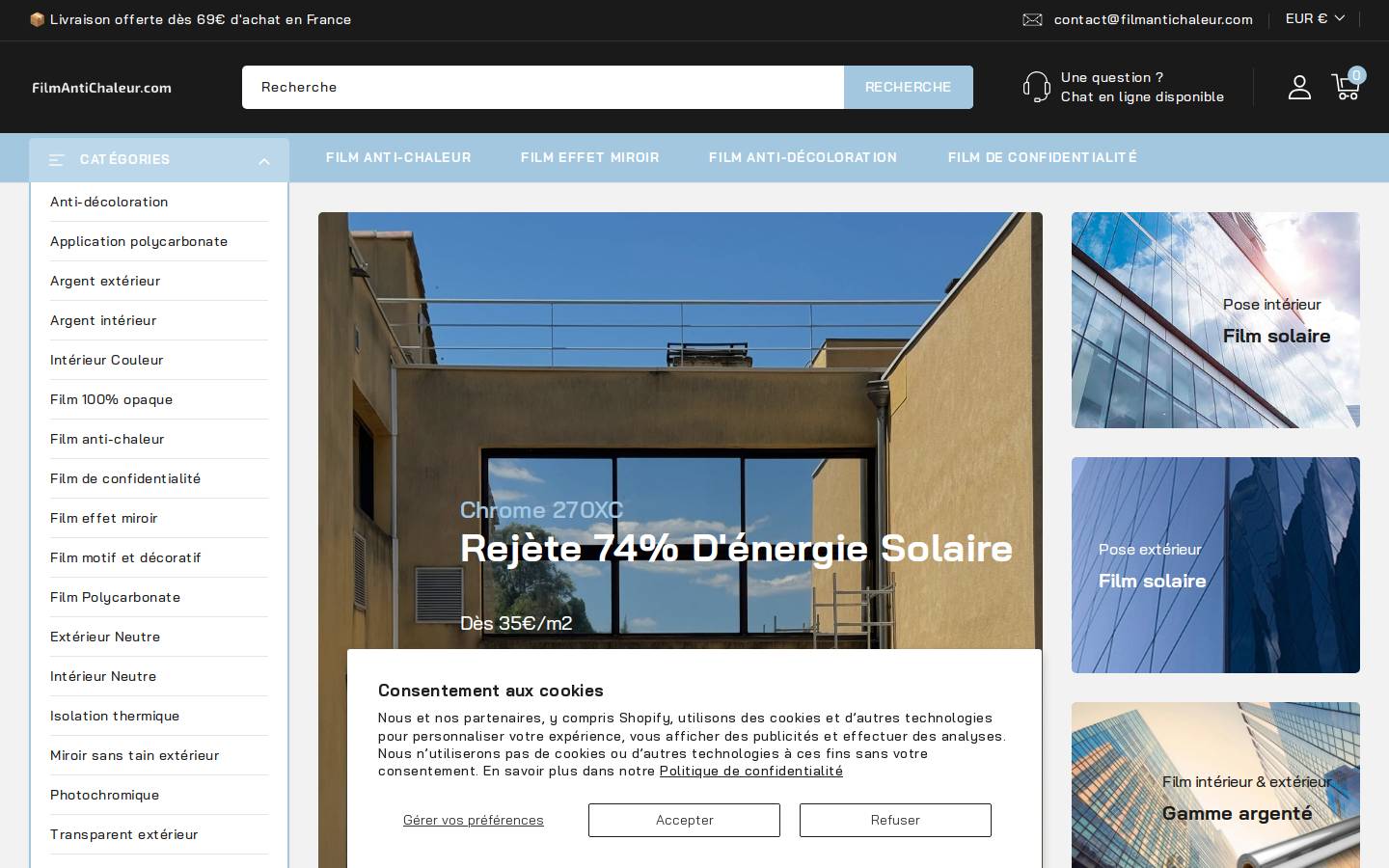 filmantichaleur.com homepage screenshot