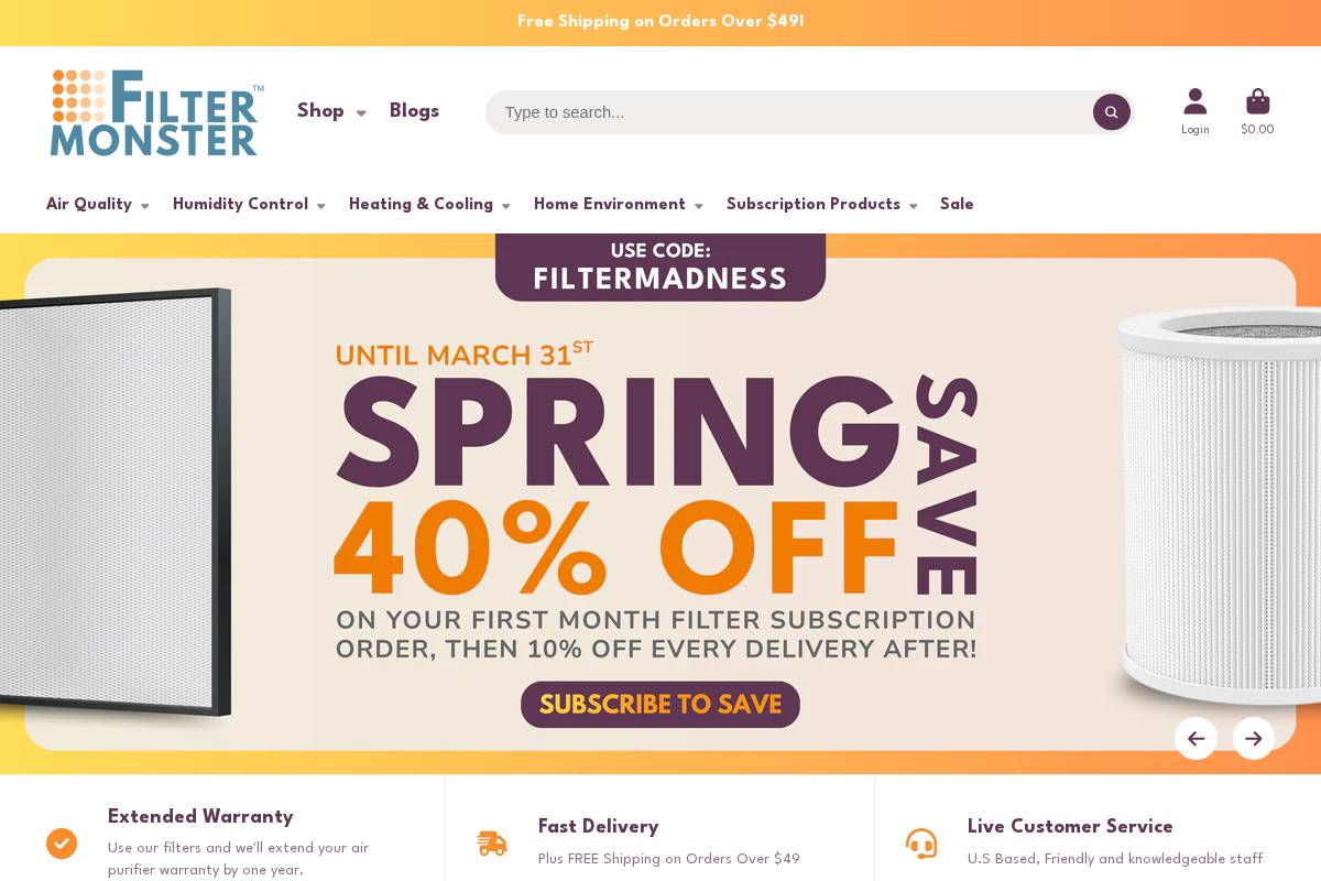filter-monster.com homepage screenshot