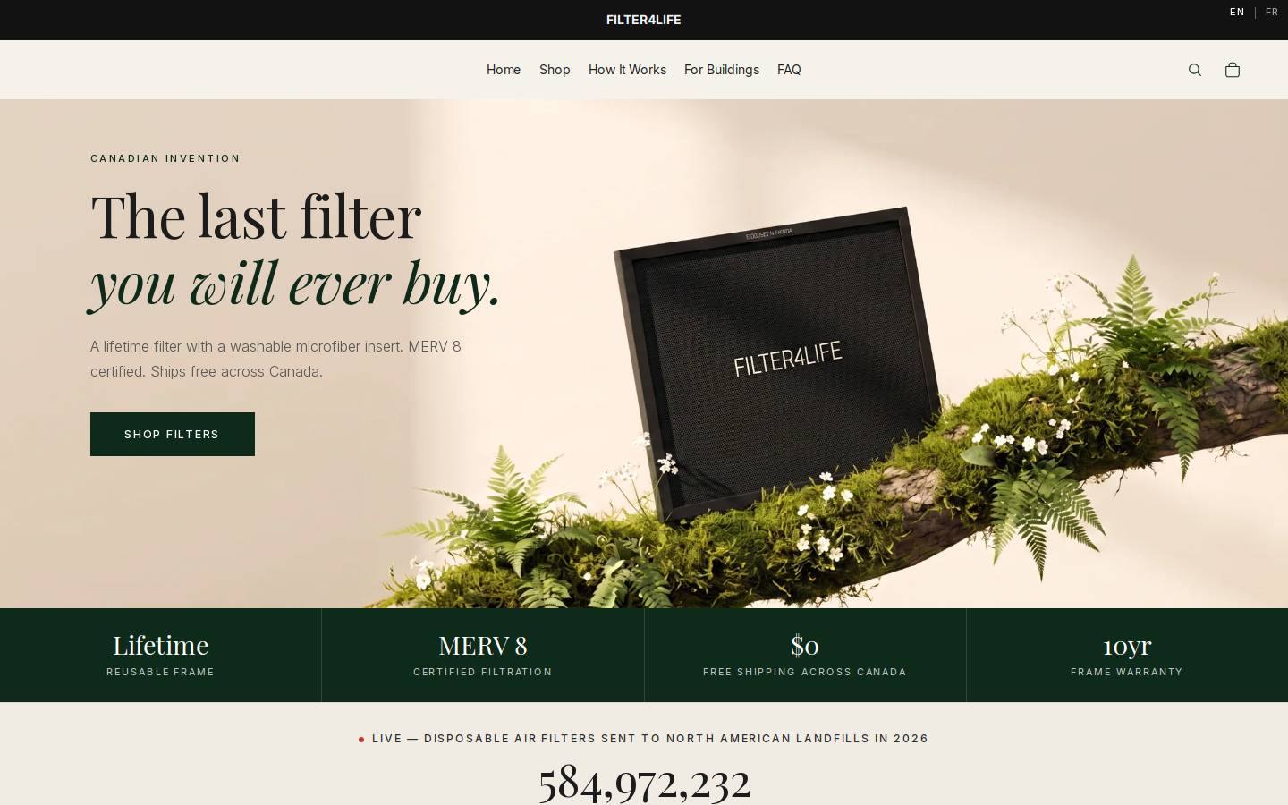 filter4life.ca homepage screenshot