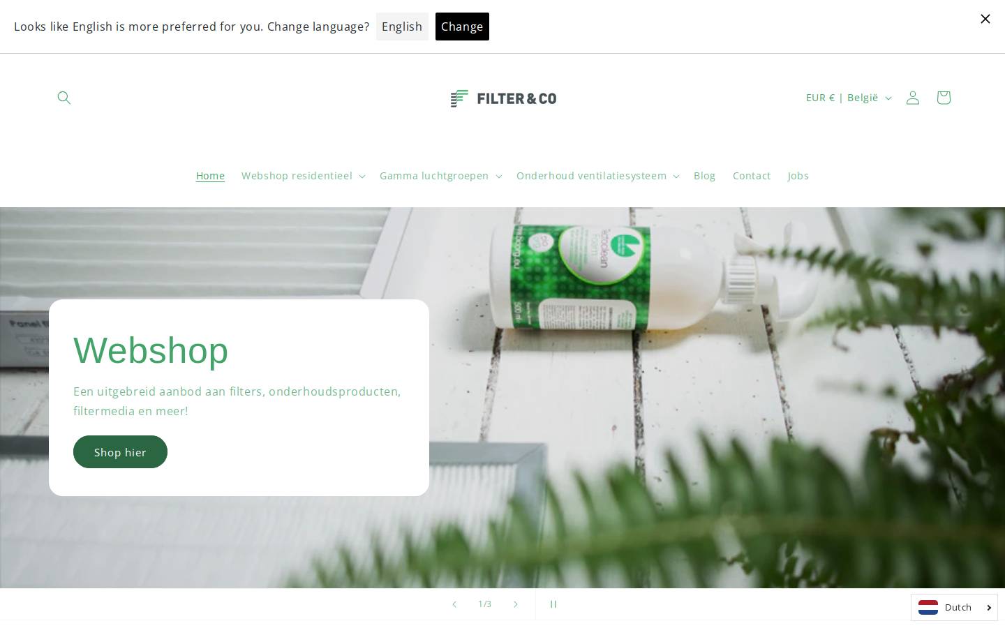 filterenco.be homepage screenshot