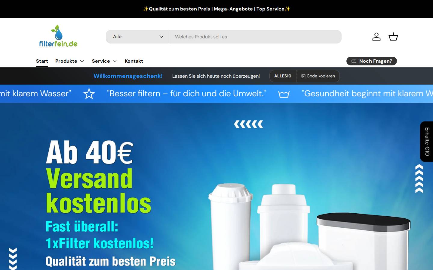 Filterfein homepage screenshot