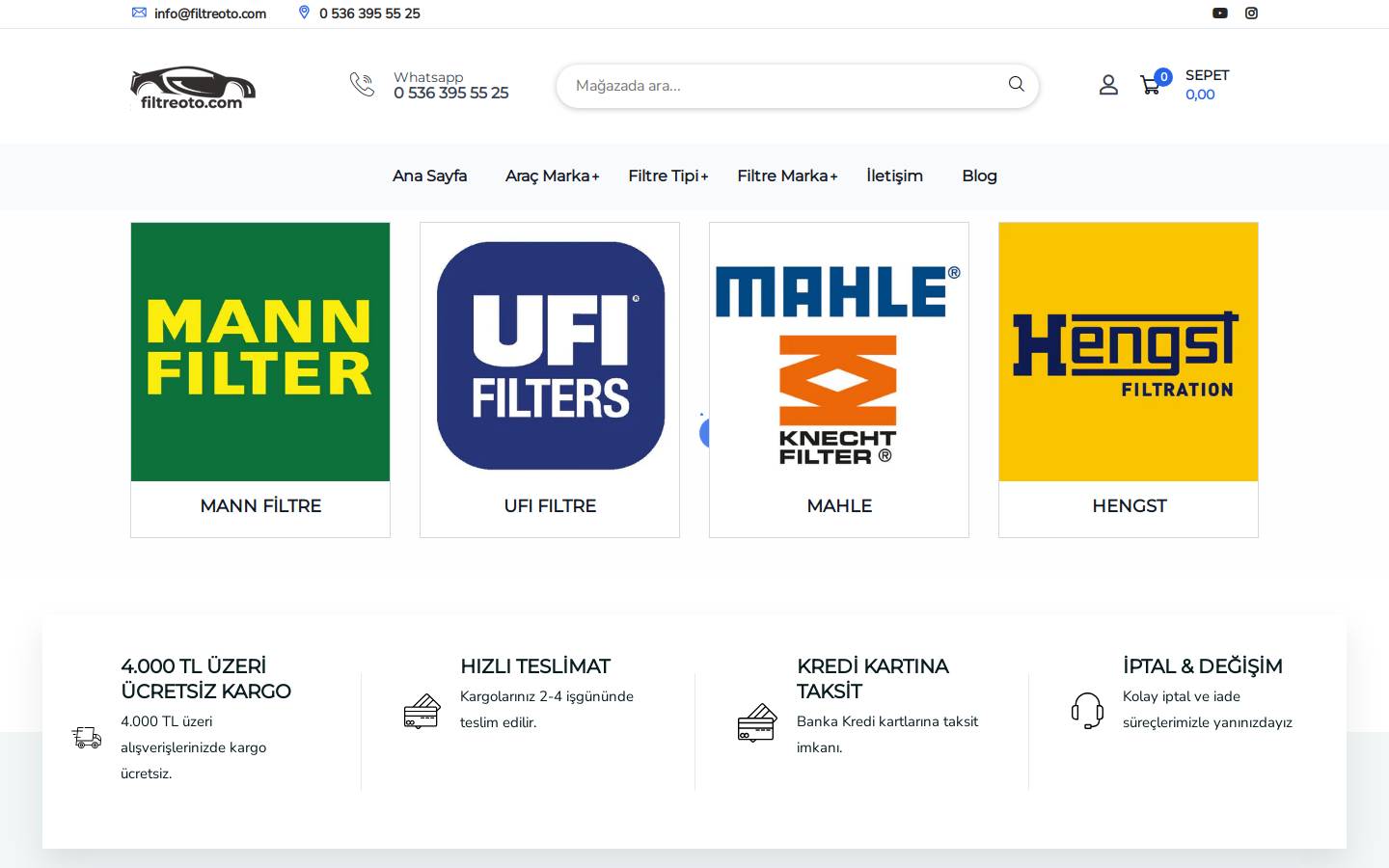 filtreoto.com homepage screenshot