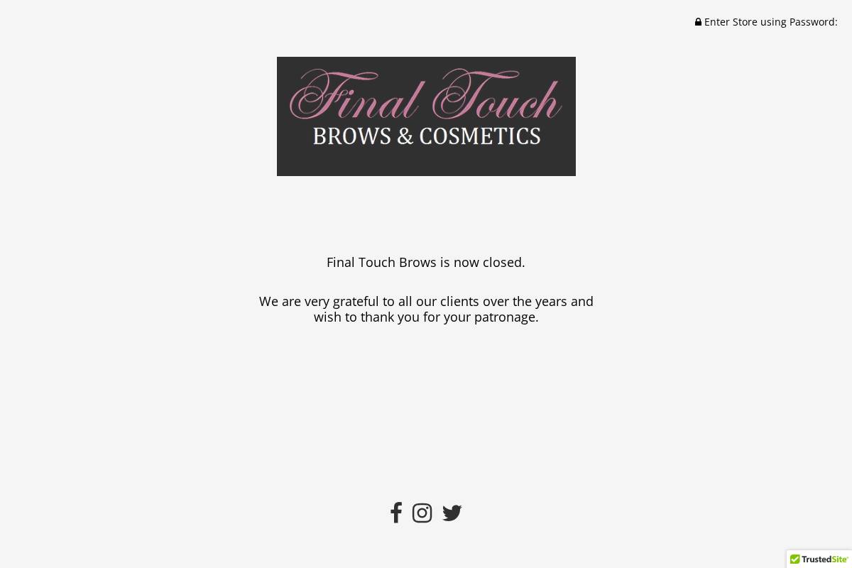 finaltouchbrows.com homepage screenshot