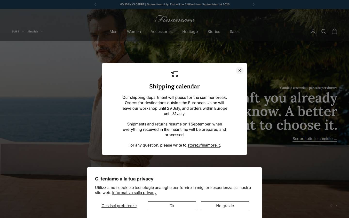 finamore.store homepage screenshot
