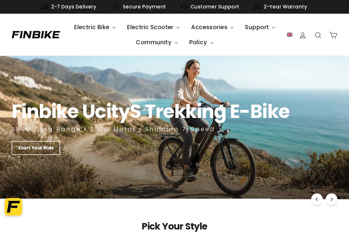 Finbike homepage screenshot