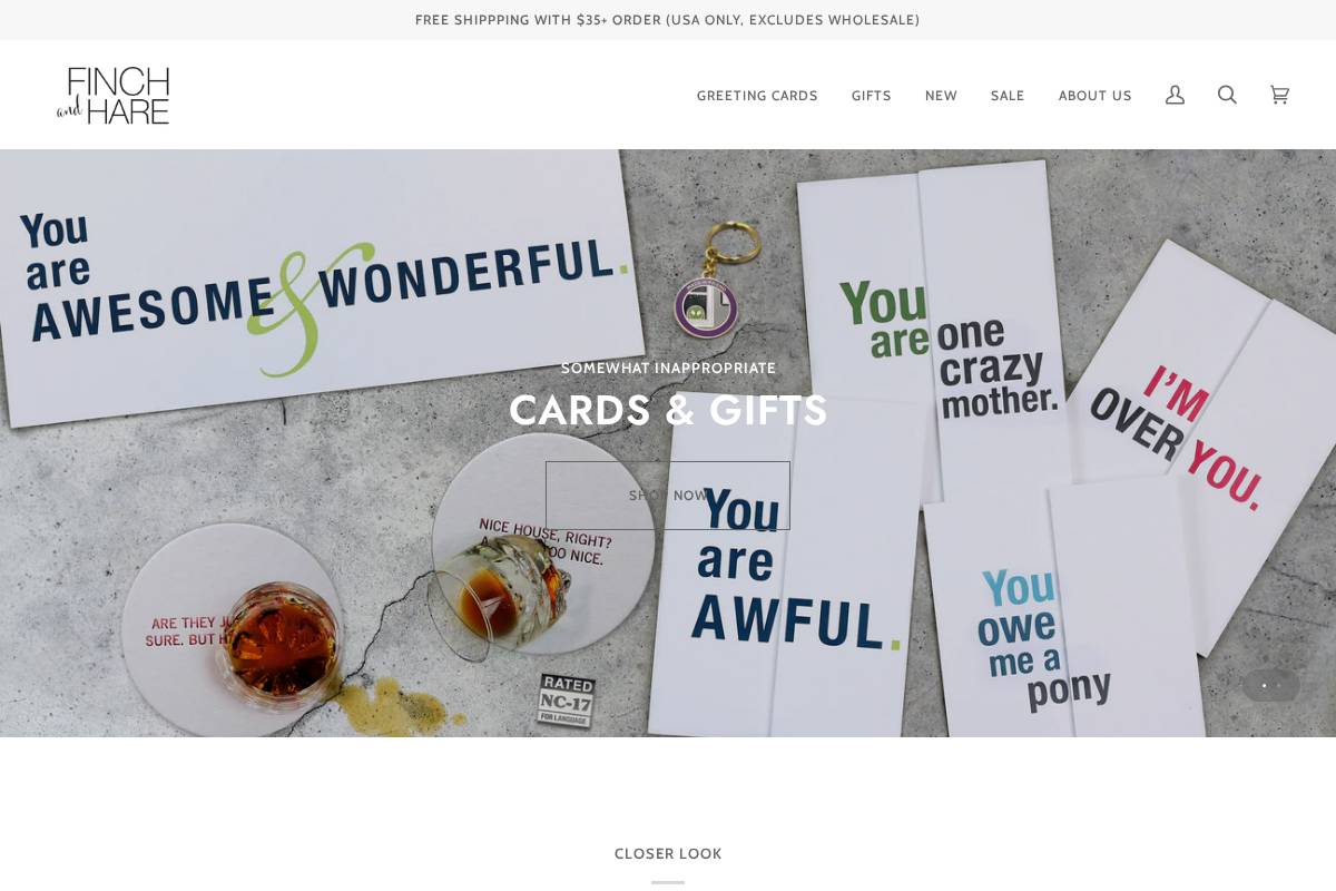 finchandhare.com homepage screenshot