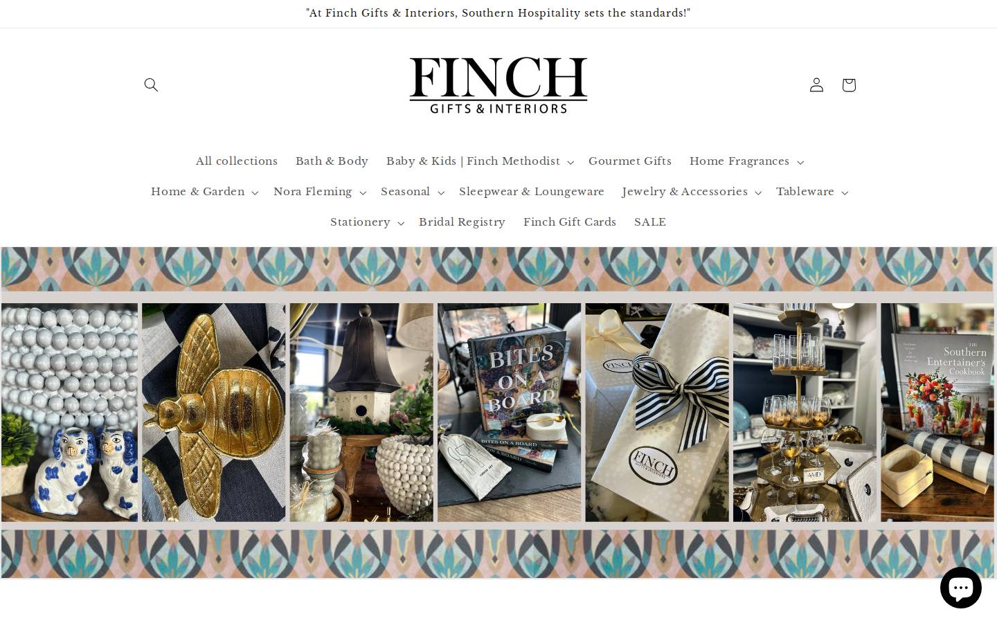 finchgiftsandinteriors.com homepage screenshot