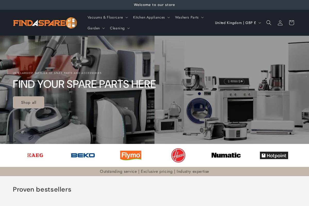 Findaspare homepage screenshot