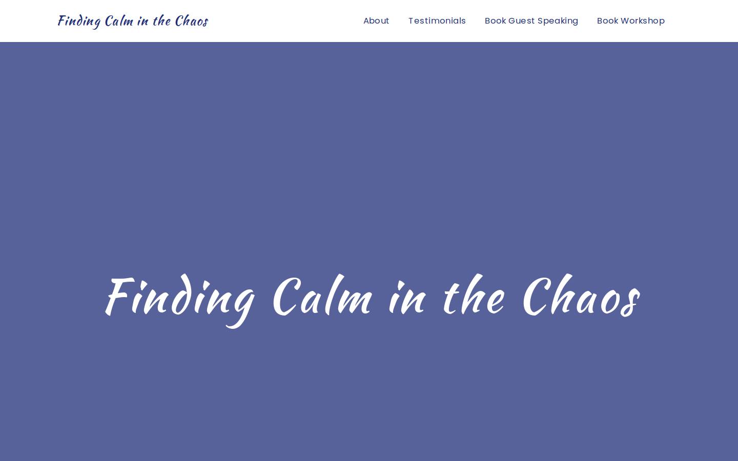 findingcalminthechaos.com homepage screenshot