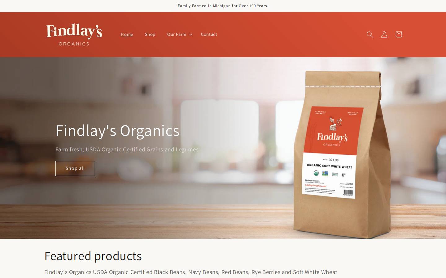 findlaysorganics.com homepage screenshot
