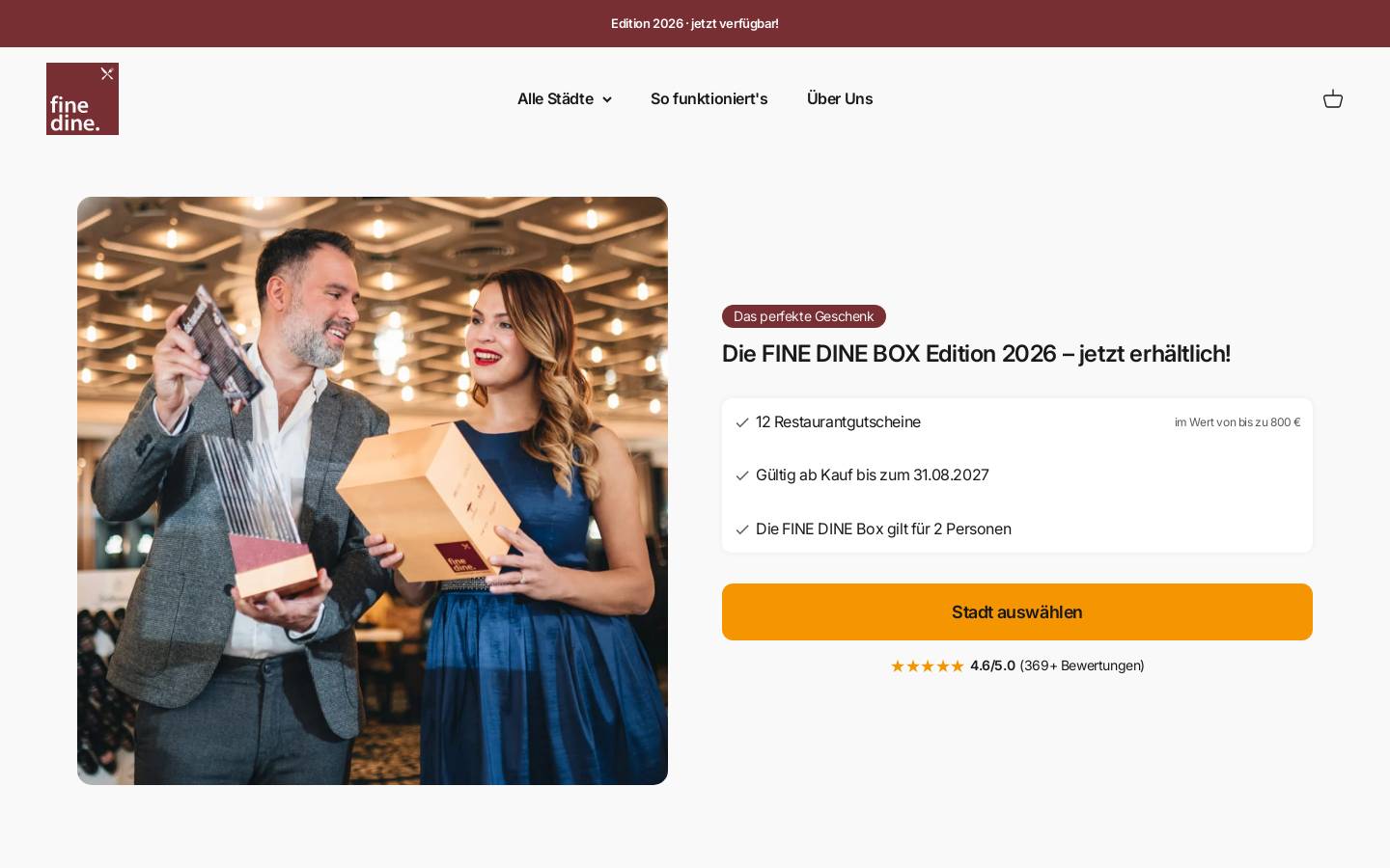 Fine Dine homepage screenshot