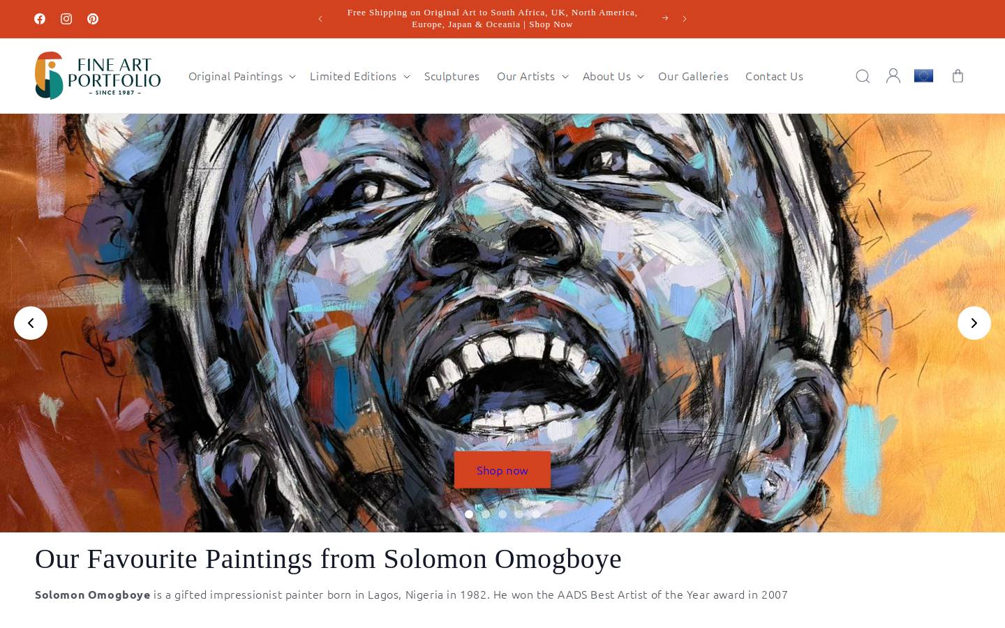 fineartportfolio.com homepage screenshot