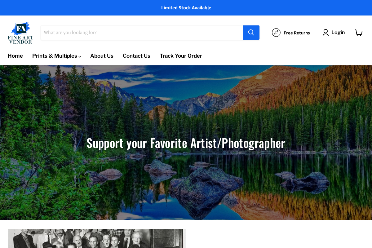 Fine Art Vendor homepage screenshot