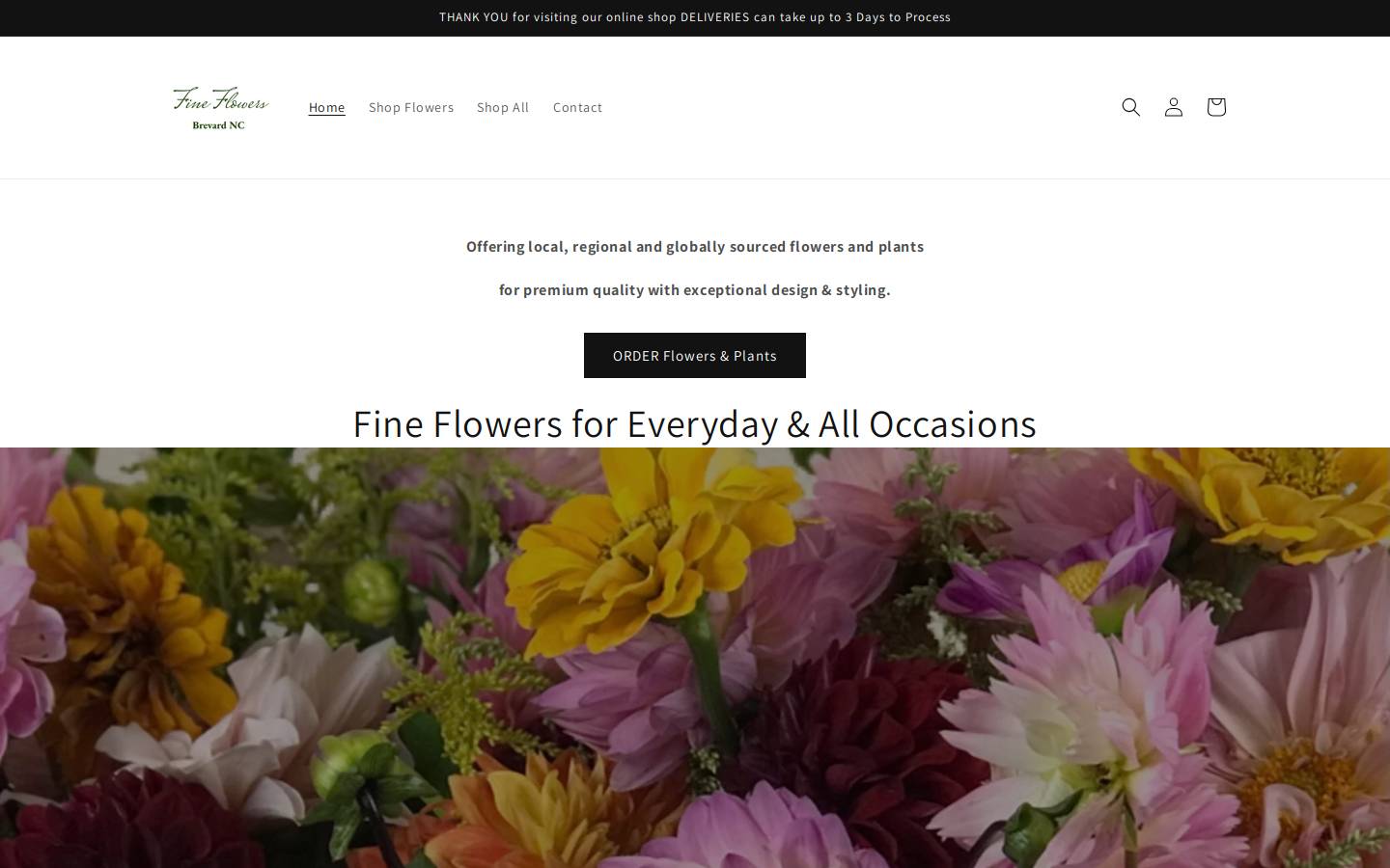 fineflowersbrevard.com homepage screenshot