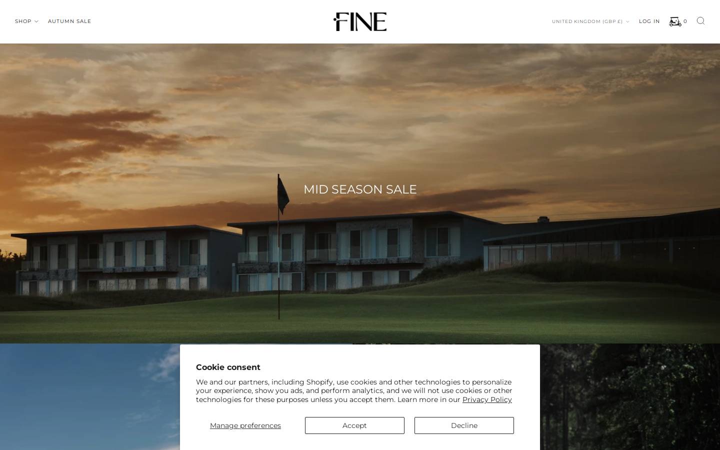 Fine Golf LTD homepage screenshot