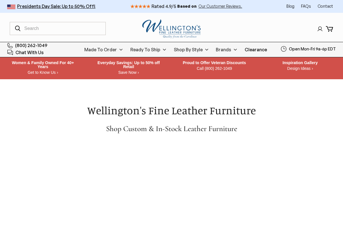 fineleatherfurniture.com homepage screenshot