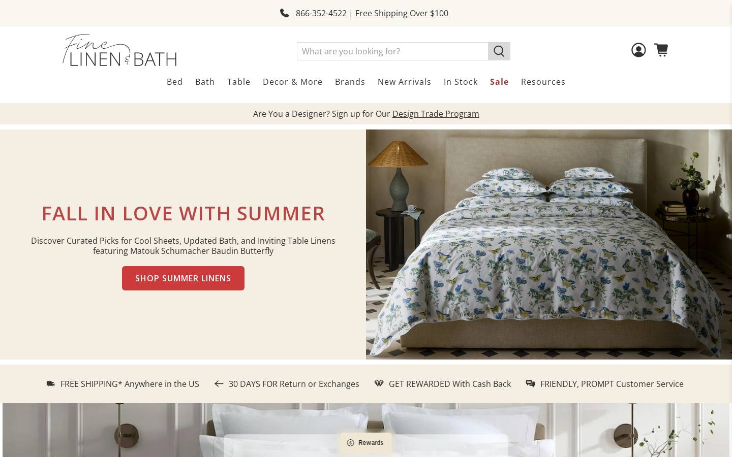 finelinenandbath.com homepage screenshot