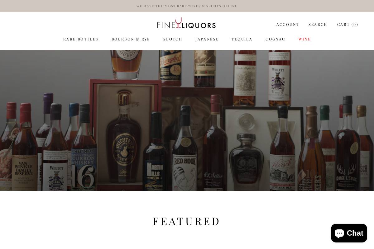 Fineliquors homepage screenshot