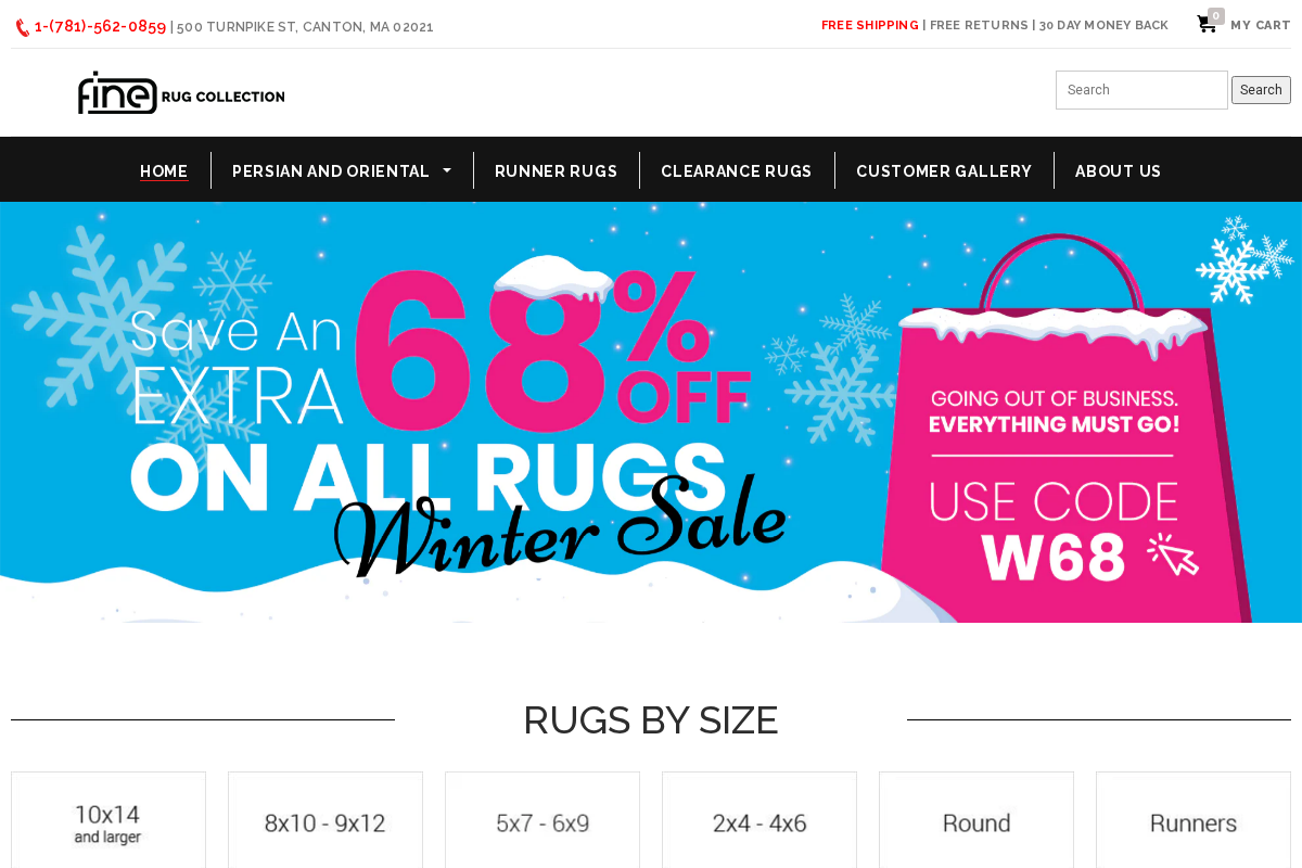 Fine Rug Collection homepage screenshot