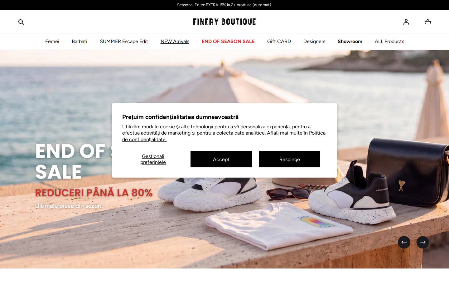fineryboutique.ro homepage screenshot
