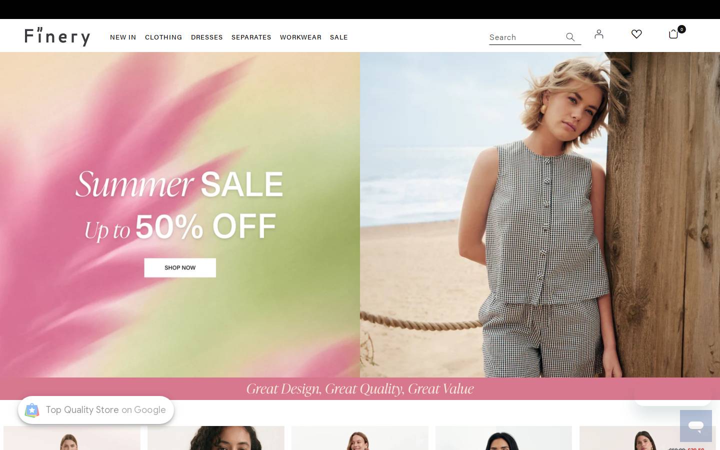 Finery homepage screenshot