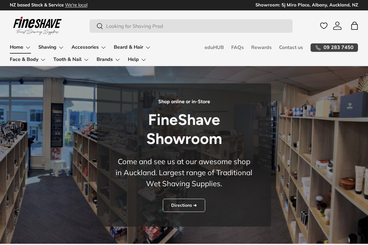 FineShave homepage screenshot