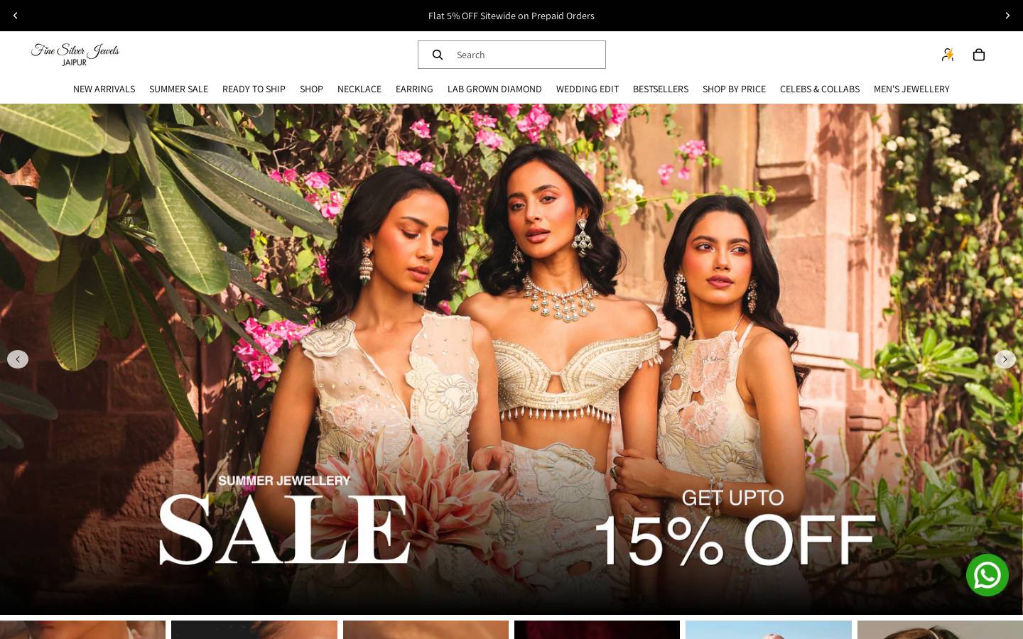 finesilverjewels.com homepage screenshot