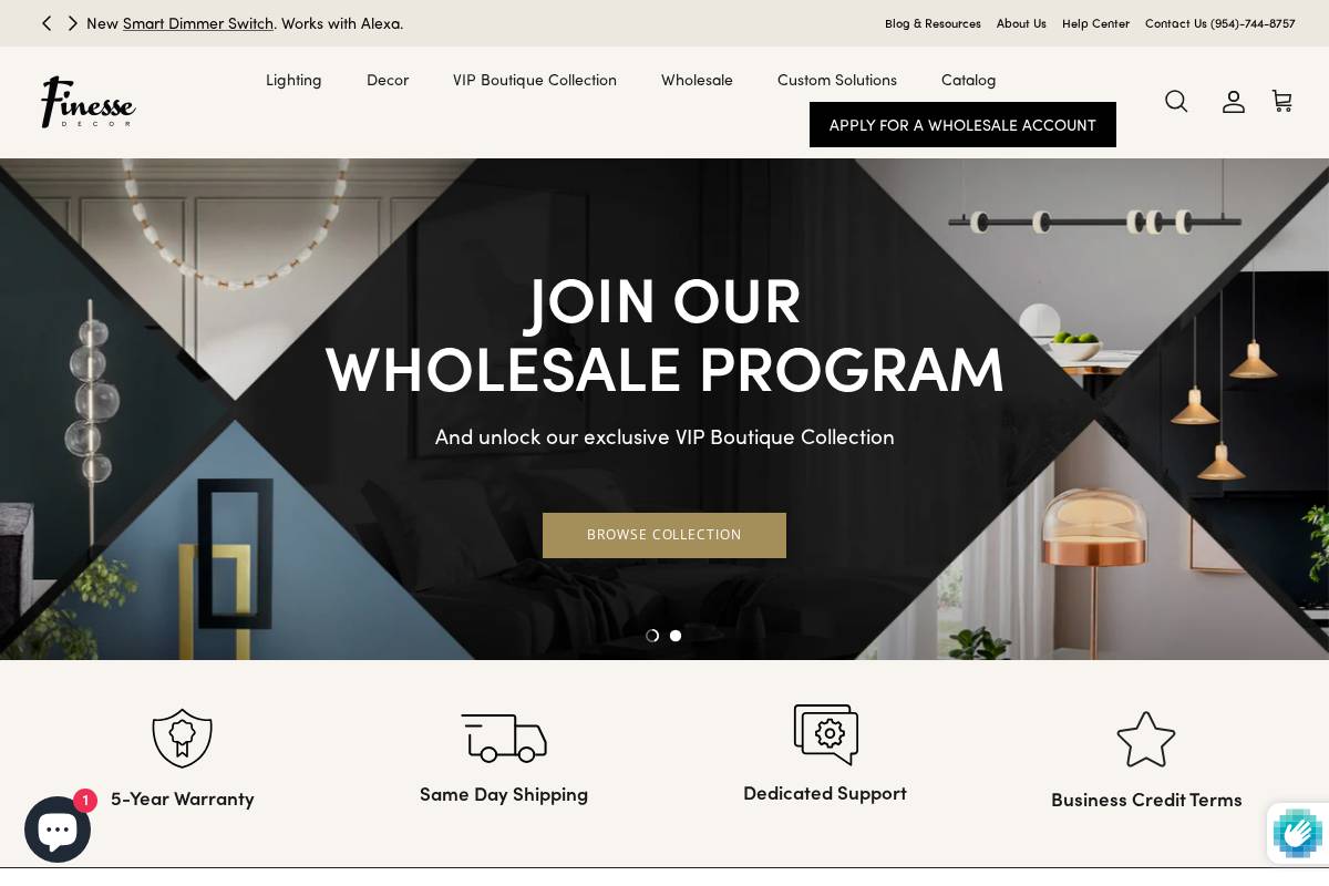 Finesse Decor homepage screenshot