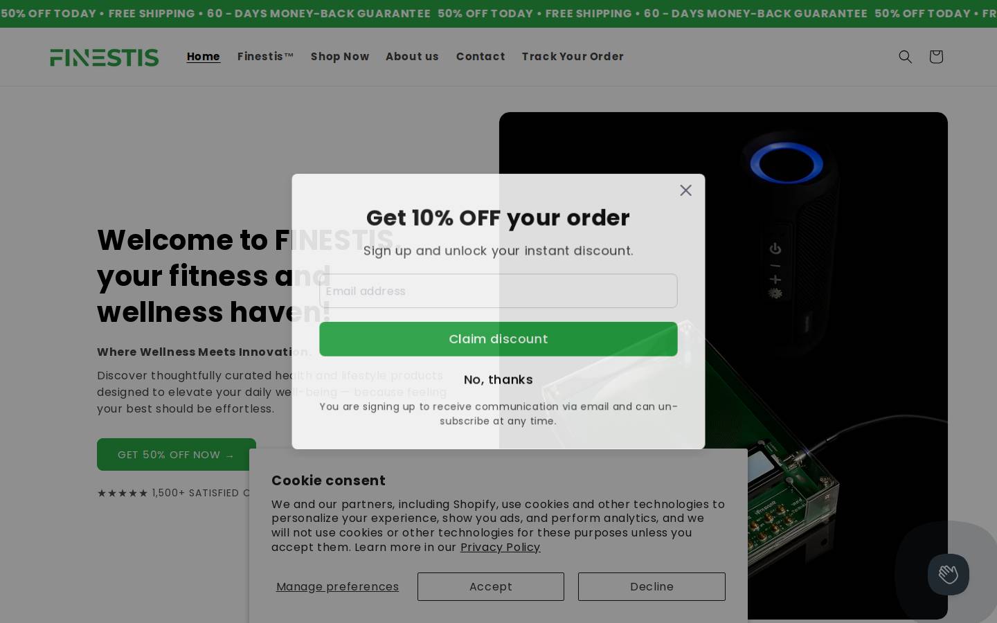 finestis.com homepage screenshot