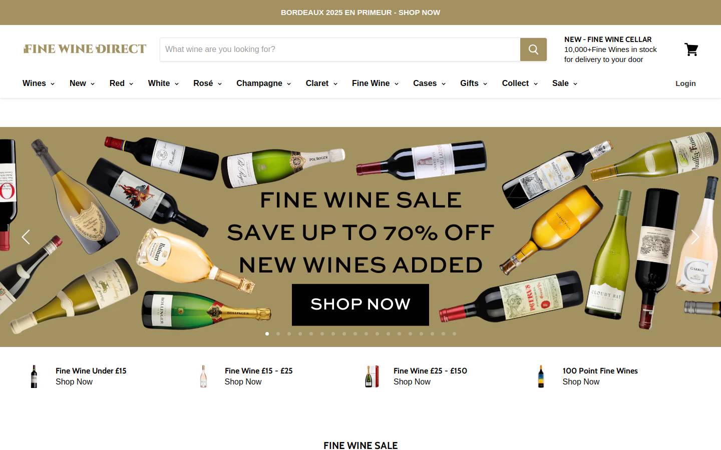 finewinedirect.com homepage screenshot