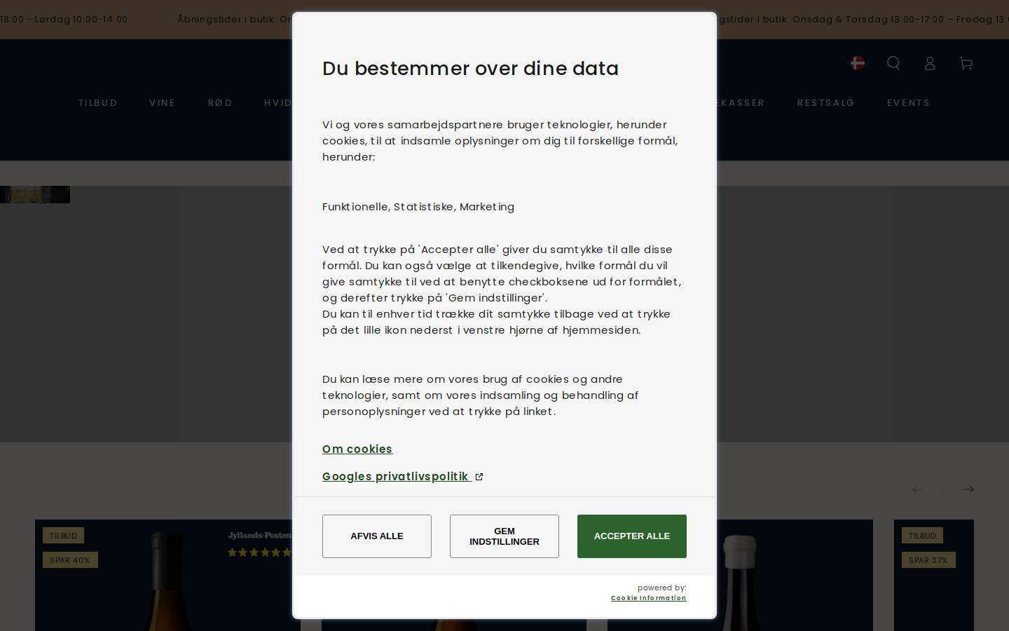 FineWines homepage screenshot
