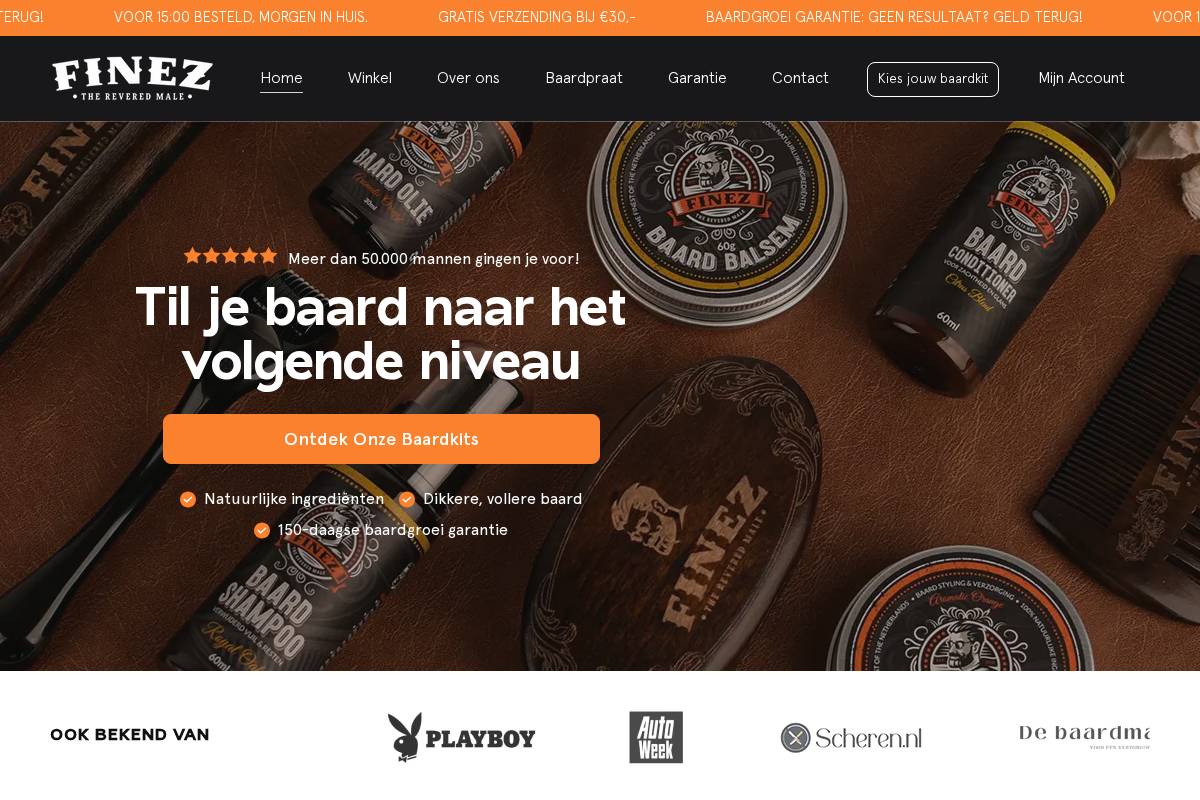 Finez homepage screenshot