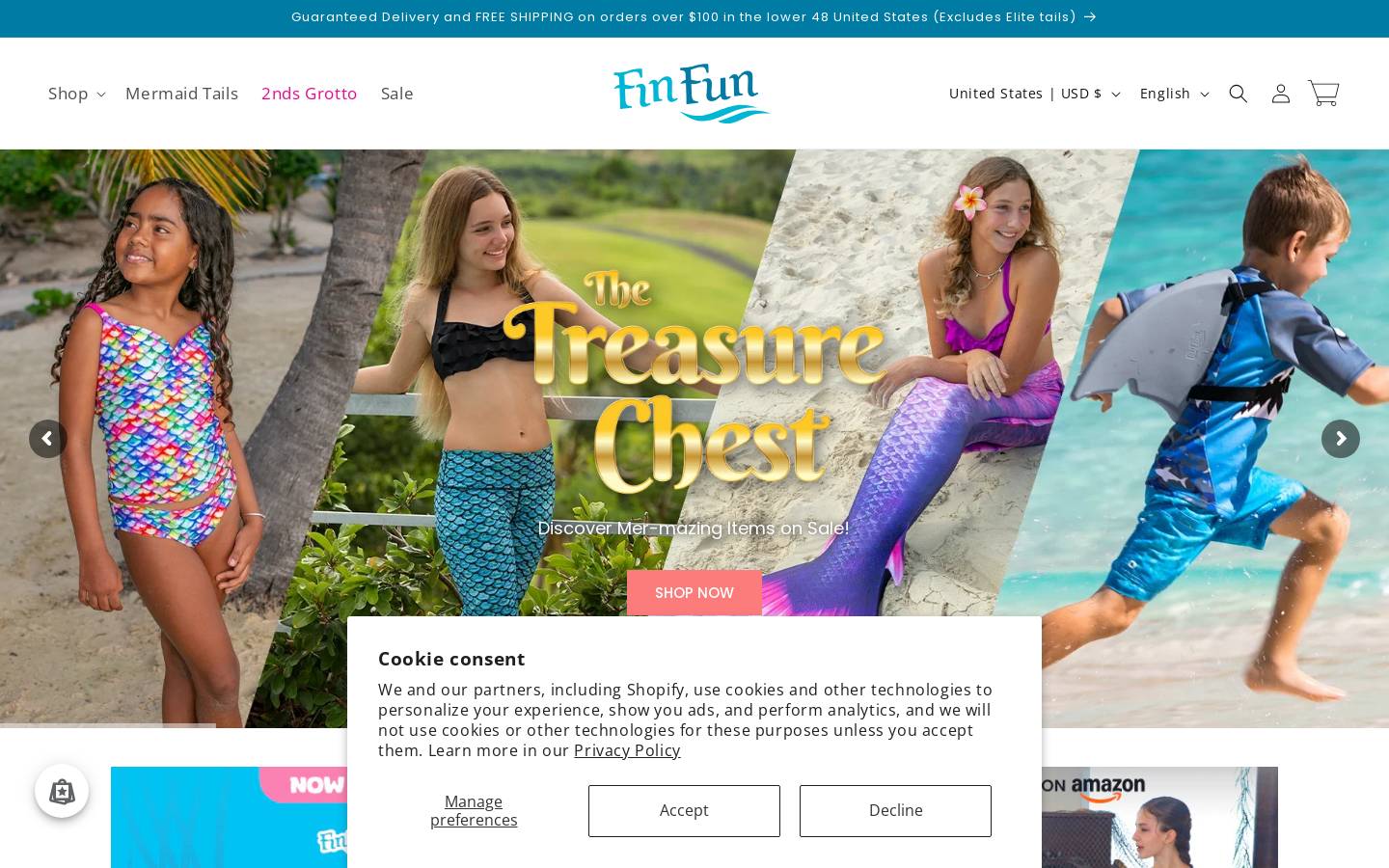 Fin Fun Mermaid Tails homepage screenshot