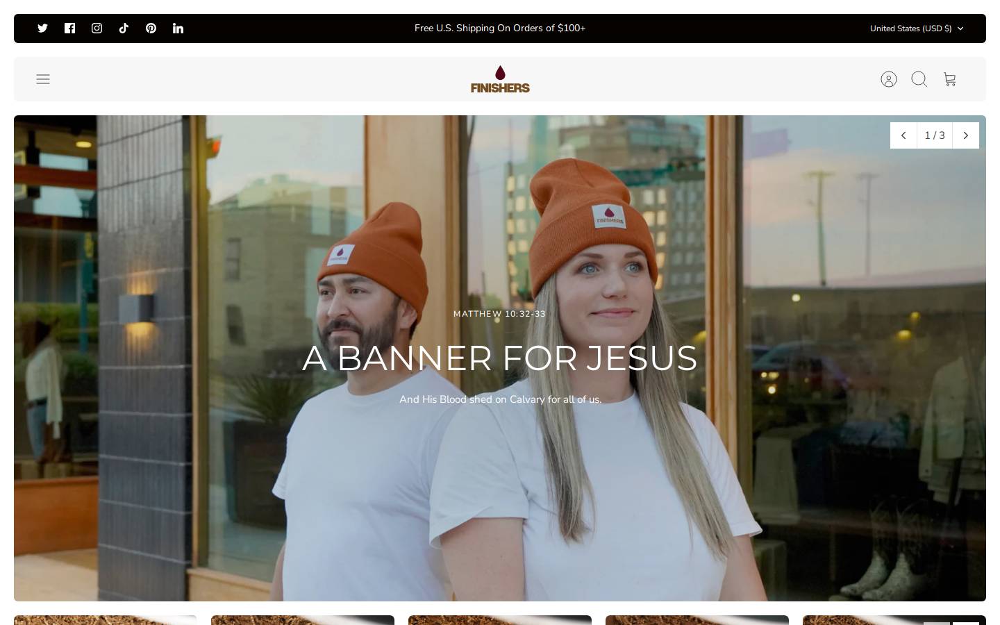Finishers homepage screenshot